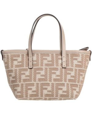 Fendi Taupe Handbag Textile Fibers - Natural