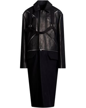 Rick Owens Coat Cotton, Leather - Black