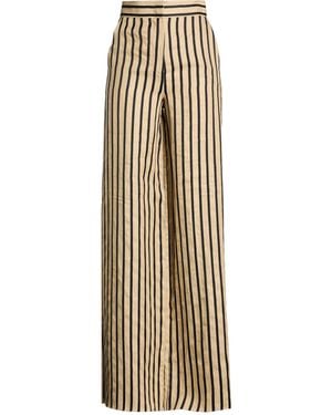 Max Mara Sand Trousers Linen, Cotton, Viscose - Metallic