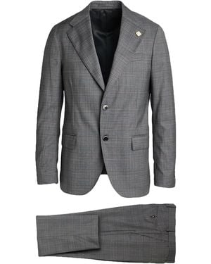 Lardini Glen Plaid Wool Dual-Vent Suit - Gray