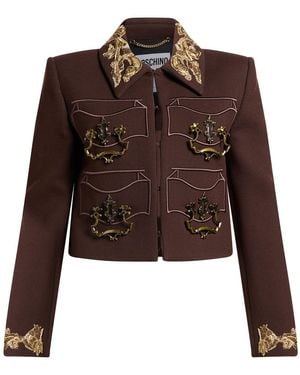 Moschino Jacket Polyester, Virgin Wool, Polyamide, Elastane - Brown