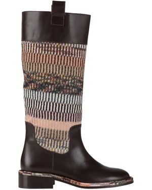 Missoni Dark Boot Calfskin, Textile Fibers - Brown