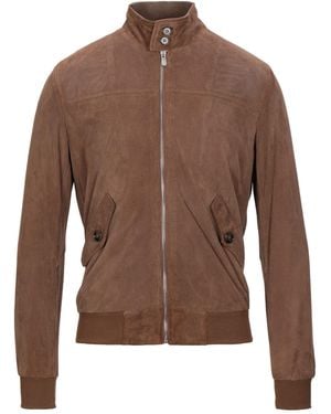 Blusotto Khaki Jacket Soft Leather, Cotton, Elastane - Brown