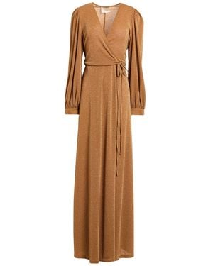 Momoní Camel Maxi Dress Polyester, Viscose, Polyamide, Metallic Polyester, Elastane - Brown