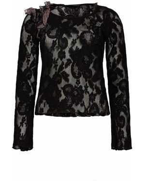 Roberto Cavalli Top Wool, Polyamide - Black