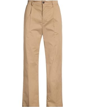 People Camel Trousers Cotton, Elastane - Natural