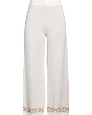 Twinset Trousers Viscose, Cotton, Polyester, Metallic Polyester - White