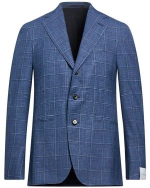 Caruso Blazer Wool, Silk, Linen - Blue