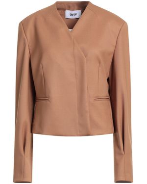 Grifoni Camel Blazer Polyester, Virgin Wool, Elastane - Brown