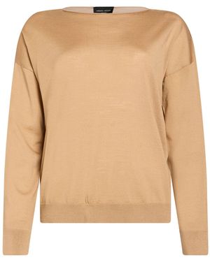 Roberto Collina Camel Sweater Merino Wool - Natural
