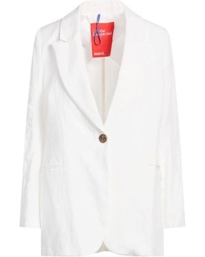 .., merci italia Blazer Viscose, Linen - White