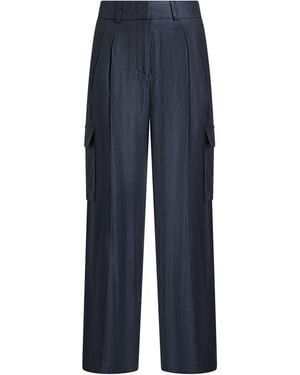 Peserico Midnight Trousers Viscose, Linen - Blue
