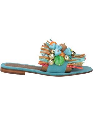 Elina Linardaki Sandals Leather, Textile Fibres - Green