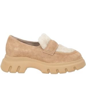 Voile Blanche Sand Loafers Leather, Textile Fibers - Natural