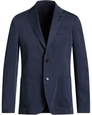Lardini Midnight Blazer Viscose, Lyocell, Wool - Blue