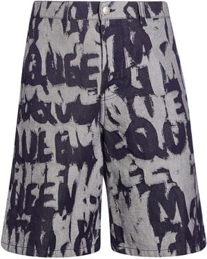 McQueen Denim Shorts Cotton - Blue