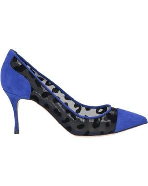 Sergio Rossi Bright Pumps Leather, Textile Fibers - Blue