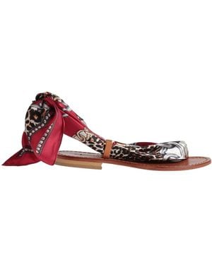 STRINGART Ivory Thong Sandal Textile Fibers, Leather - Red