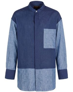 Moorer Shirt Linen - Blue
