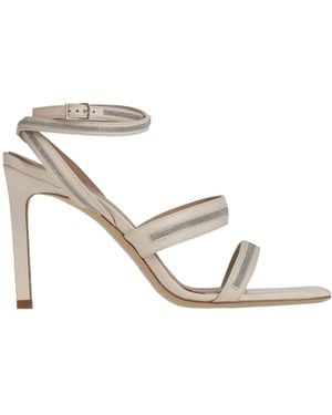 Peserico Ivory Sandals Leather - Metallic