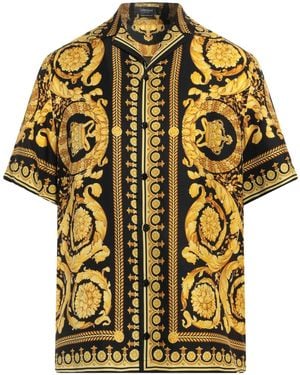 Versace Baroque '92 Silk Vacation Shirt - Yellow