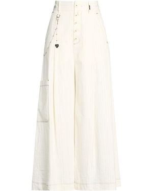 High Trousers Cotton, Linen - White