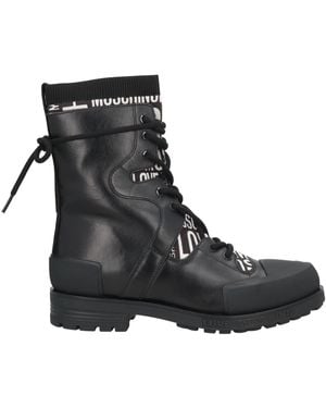 Love Moschino Ankle Boots Leather, Textile Fibers - Black