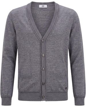 Ice Iceberg Cardigan Wool, Acrylic - Blue