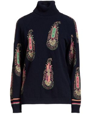 Etro Midnight Turtleneck Virgin Wool, Viscose, Polyester - Blue