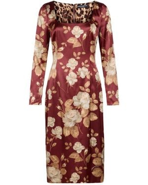 Dolce & Gabbana Burgundy Midi Dress Viscose, Elastane - Red