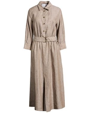 Kaos Taupe Midi Dress Linen - Natural