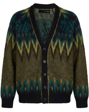 Isabel Benenato Military Cardigan Mohair Wool, Alpaca Wool, Polyamide - Green