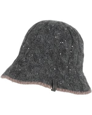 Brunello Cucinelli Charcoal Hat Polyamide, Mohair Wool, Cotton, Wool, Polyester - Gray