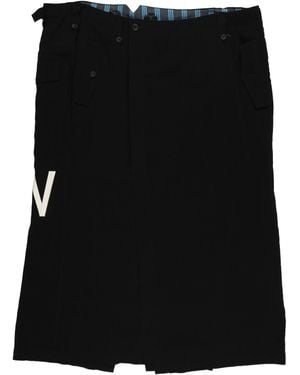 Yohji Yamamoto Midi Skirt Rayon, Cupro, Silk - Black