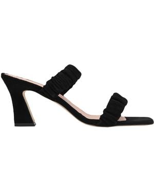 8 by YOOX Suede Square Toe Spool-Heel Sandal Sandals Ovine Leather - Black