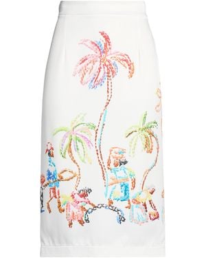 Stella Jean Midi Skirt Polyester, Elastane - White