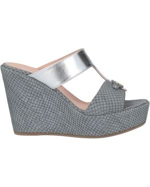 Pollini Snakeskin-Print Wedge Sandals - Grey