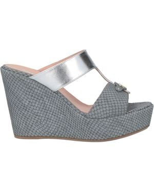 Pollini Snakeskin-Print Wedge Sandals - Grey