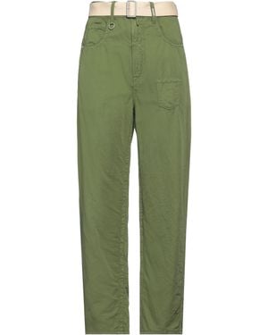 High Trousers Cotton, Linen - Green