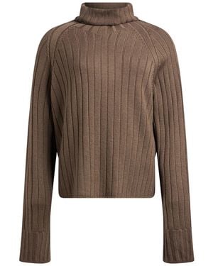 Aragona Khaki Turtleneck Merino Wool - Brown