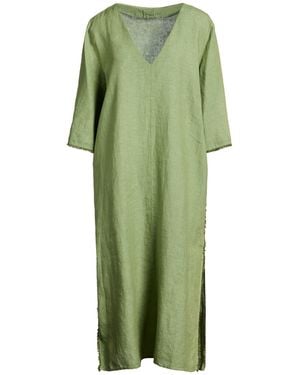 120% Lino Midi Dress Linen - Green