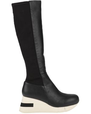 Paloma Barceló Boot Leather, Textile Fibers - Black