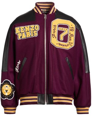 KENZO Jacket Virgin Wool, Polyamide, Cow Leather, Acrylic - Purple