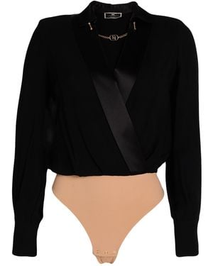 Elisabetta Franchi Bodysuit Viscose, Polyamide, Elastane, Silk - Black