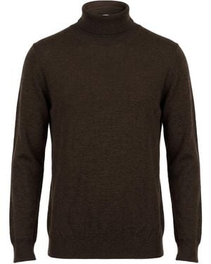 Tagliatore Dark Turtleneck Virgin Wool, Silk - Brown