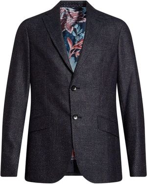 Etro Blazer Wool, Silk, Linen - Blue