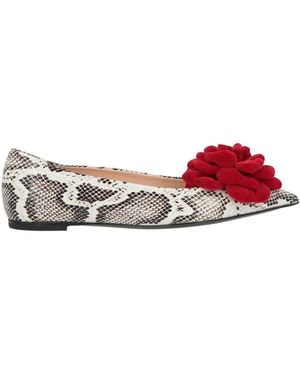 Agl Attilio Giusti Leombruni Ivory Ballet Flats Leather - Red