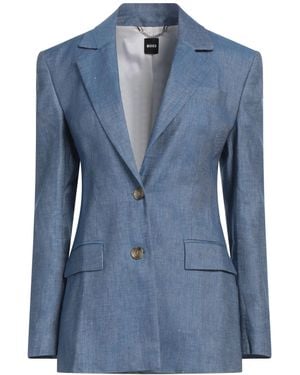 BOSS Light Blazer Linen, Cotton, Elastane - Blue