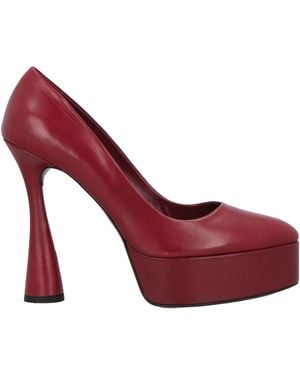 Eddy Daniele Burgundy Court Shoes Leather - Red
