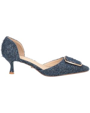 Twenty Four Haitch Slate Court Shoes Textile Fibres - Blue